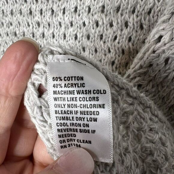 Crown & Ivy Women’s Cowl Neck Open Knit Poncho One Size Light Gray - Picture 4 of 5